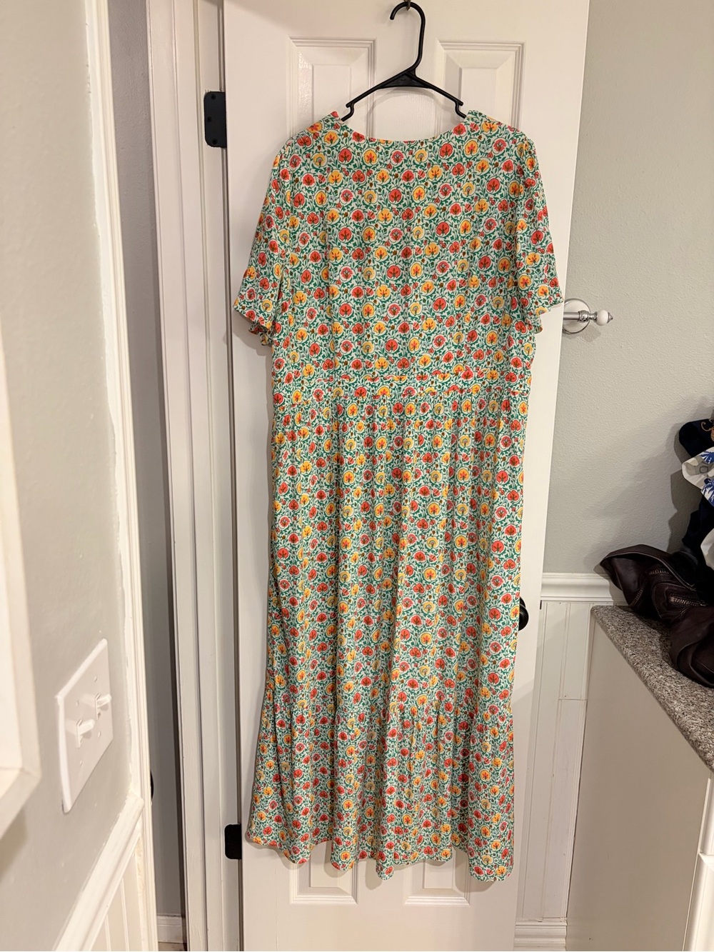 Boden Women’s 16-18 Floral Dress Orange Yellow Green Viscose - Picture 2 of 7